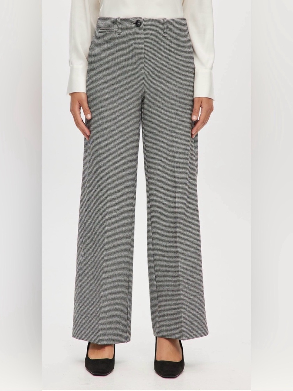 Hilary Radley Wide-Leg hounds tooth Pants